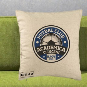Perna Personalizata Academica Clinceni Fotbal Club, 40x40 cm, Bej, Husa Detasabila, Perna Inclusa, BEKZ®