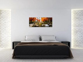 Tablou - Cascade în peisaj de toamnă, portocaliu (120x50 cm)