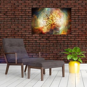 Tablou abstract cu copac (90x60 cm)