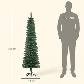 HOMCOM Brad de Crăciun Slim Nins cu 443 de Ramuri, Bază Detașabilă și Pliabilă, Ø48x165 cm, Verde | Aosom Romania