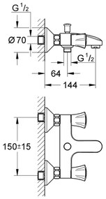 GROHE 25450001 - Baterie pentru cadă COSTA L, DN 15, crom lucios