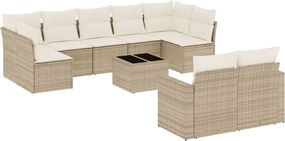 vidaXL Set canapele de grădină cu perne, 10 piese, bej, poliratan