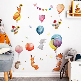 Autocolant de perete "Animale cu baloane 3" 100x107 cm