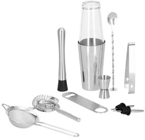 Kit pentru barmani, cocktail shaker, inox, set 11 piese, 400/700 ml, Springos