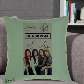 Perna Personalizata K-pop BLACKPINK Semnaturi si Foto, 40x40 cm, Verde, Husa Detasabila, Perna Inclusa, BEKZ®