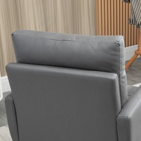 Fotoliu modern HOMCOM cu picioare din lemn de cauciuc, scaun de accent din microfibra cu nasturi, gri 72x73x94cm | Aosom RO