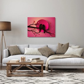 Tablou pe sticlă - Păsări îndrăgostite (70x50 cm)