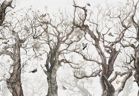 Fototapet - Păsări în copaci (147x102 cm)
