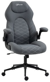 Vinsetto Scaun de Birou Ergonomic cu Înălțime Reglabilă, Cotiere Rabatabile și Funcție de Înclinare, Scaun cu 5 Roți, Dimensiuni 65,5x69,5x112-122 cm, Gri | Aosom Romania
