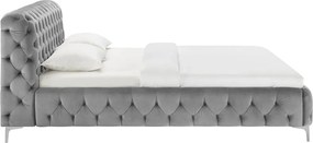 Pat elegant tapitat cu catifea gri MODERN BAROCK 180x200cm A-46162 VC