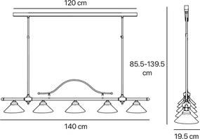 Lustra din alama cu inaltime reglabila Sofia 5L
