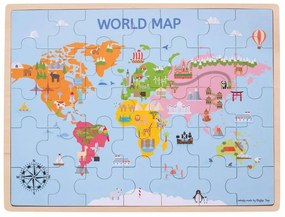 PUZZLE DIN LEMN - HARTA LUMII (35 PIESE) - BIGJIGS (BJ098)