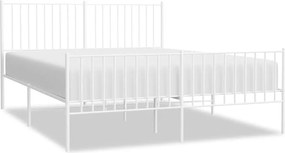 vidaXL Cadru de pat metalic cu tăblie, alb, 160x200 cm