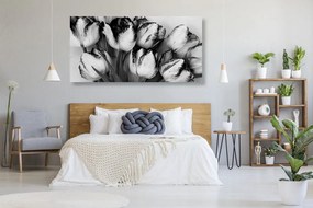 Tablou lalele cu atingere de primăvară în design alb-negru