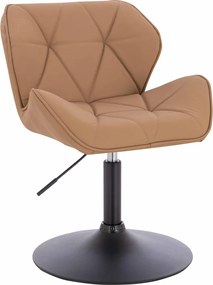 HR111N Scaun Caramel Piele Ecologica Premium Soft cu Bază Neagră