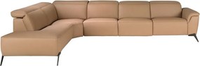 Coltar modular LUX design italian cu sezlong stanga Piele Naturala, Brown
