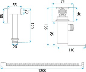 Baterie bideu Foss Clif Brush Gold