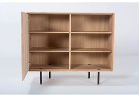 Comodă neagră/în culoare naturală joasă din lemn de stejar 118x100 cm Fina – Gazzda