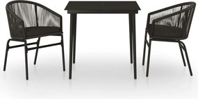 vidaXL Set de mobilier pentru grădină, 3 piese, negru