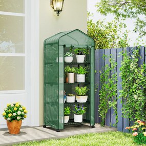 Outsunny Seră Portabilă, Seră pentru Flori și Plante pentru Exterior cu 4 Rafturi, Prelată PE, Verde | Aosom Romania
