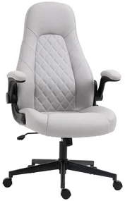 Vinsetto Scaun de Birou Confortabil din Piele PU, Reglabil, Gri Deschis | Aosom Romania