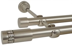 Galerie dubla fara inele XANTOS 19 mm CROM MAT (Alege marime: 140 cm)