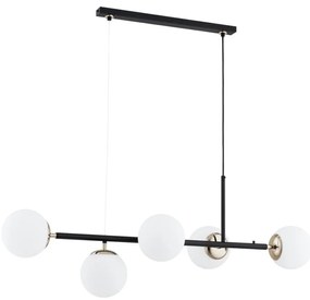 Lustră pe cablu DANSA 5xE14/10W/230V negru/auriu