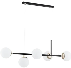 Lustră pe cablu DANSA 5xE14/10W/230V negru/auriu