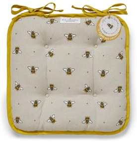 Pernă pentru scaun din bumbac Cooksmart ® Bumble Bees, bej-galben