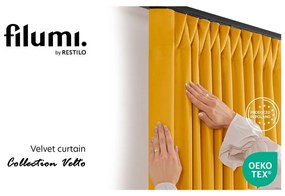 Draperie galben-muștar dimout (semi-opacă) din catifea 530x225 cm Velto – Filumi