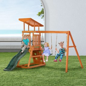 Outsunny Set 4 in 1 cu leagan si tobogan, Set de leagan pentru copii | Aosom Romania