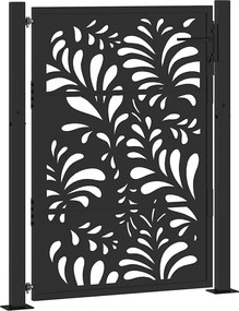 vidaXL Poartă de grădină neagră 100x125 cm, model ondulat din oțel