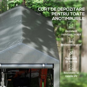 Outsunny Magazie pentru Scule cu Protecție UV și Intrare cu Fermoar, Cort de Garaj, 120x179x165 cm, Gri Închis | Aosom Romania