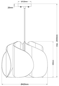Lustră pe cablu PEVERO 1xE27/40W/230V lemn Fabas Luce 3672-40-132