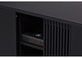 Comodă neagră joasă cu aspect de lemn de stejar 188x75 cm Ende – Woodman