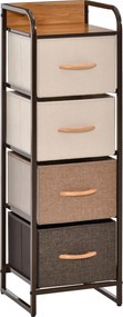 HOMCOM Comodă pentru Dormitor cu 4 Sertare Pliabile, Blat Superior din Lemn și Cadru Metalic 31x29x99 cm Multicolor | Aosom Romania
