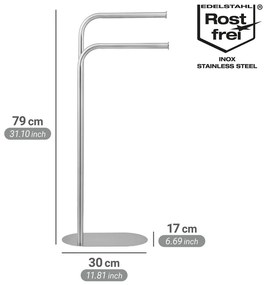 Suport pentru prosoape argintiu mat din oțel inoxidabil Levante – Wenko