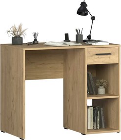 Birou Modern Adore Concept cu Sertar și 2 Rafturi, Alb - Maro - Stejar - Antracit, 90x52x75 cm