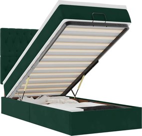 vidaXL Cadru de pat otoman cu saltele, catifea verde închis 80x200cm