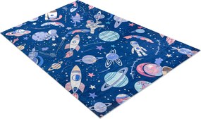 BAMBINO 61580 covor lavabil rachetă spațială pentru copii anti-alunecare - bleumarin / portocaliu