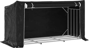 vidaXL Raft pentru lemn de foc cu capac de ploaie otel galvanizat