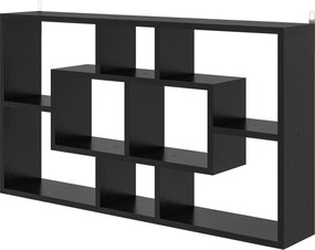 HOMCOM Etajeră de Perete Decorativă Etajeră pentru Cărți, CD-uri cu 8 Cuburi 85x14,5x47,5 cm Negru | Aosom Romania