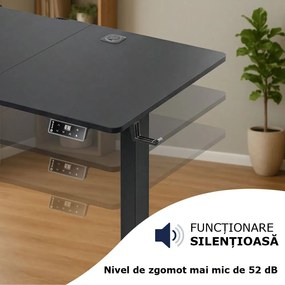 Birou de birou reglabil pe înălțime FLEXI, 160x75x72–117cm, negru Casaria