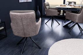 Set 2 scaune pivotante pivotant Big George, microfibra/ piele taupe