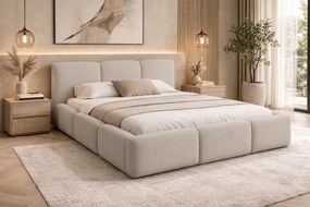 Pat tapițat Marios 160x200 cu ladă depozitare - bukla bej Quelle 03