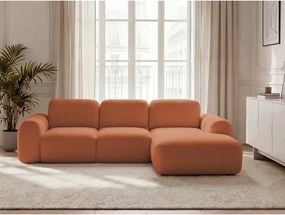 Colțar portocaliu extensibil/cu spațiu de depozitare cu tapițerie din țesătură bouclé (cu colț pe partea dreaptă/cu șezlong) Montaigne – Bobochic Paris