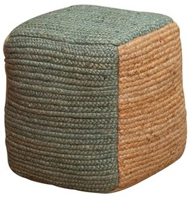 Puf din iuta naturala, verde, Pouf