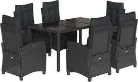 vidaXL Set mobilier de grădină cu perne, 7 piese, negru, poliratan