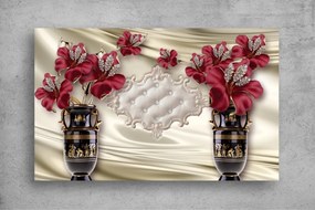 Tapet Premium Canvas - Vaze cu flori si perle 3d abstract