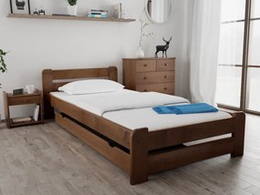 Pat Laura 80x200, stejar Saltele: Cu saltele Deluxe 10 cm, Lamele de pat: Fără lamele
